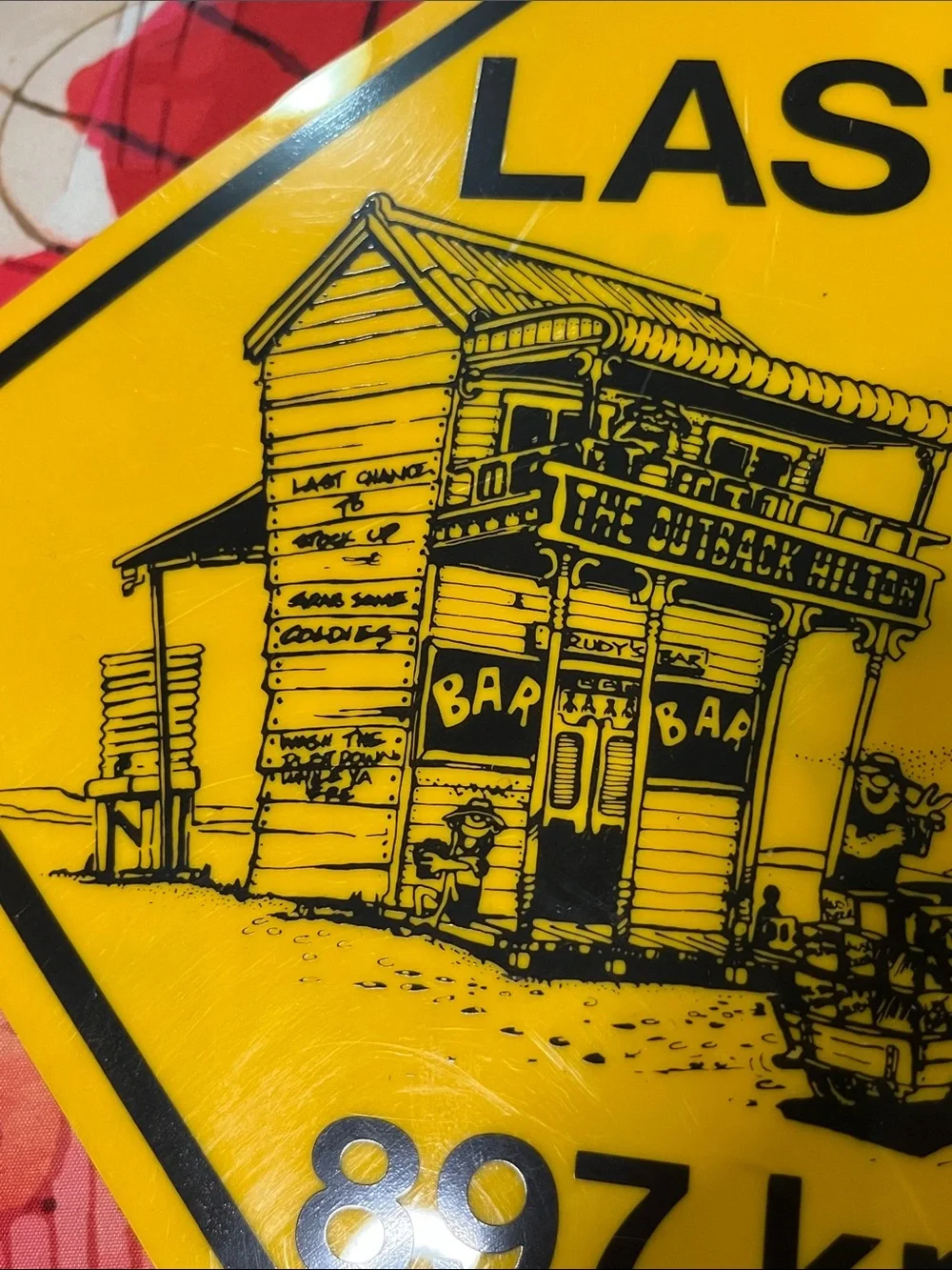 Yellow Road Sign Wall Decor - Retro Bar Graphic